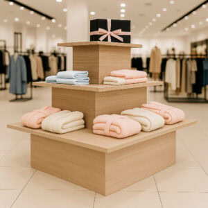 Aurora Oak 3-Tiered Rectangular Display Island