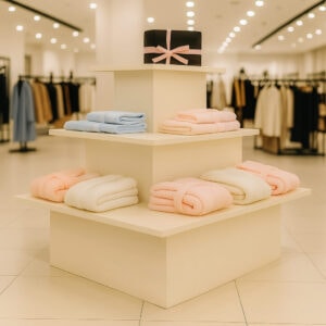 Cream 3 Tier Rectangular Island Retail Display