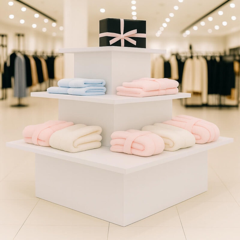 White 3 Tier Rectangular Island Retail Display