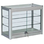 Aluminium Frame Glass Countertop Showcase 2 shelves