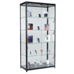 Large black aluminium glass display cabinet