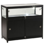 Black Aluminium & Glass Display Storage Counter Empty