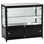 Black Aluminium & Glass Shop Storage Counter Empty