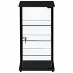 Front View of Countertop Glass Showcase Black (Large with Light)