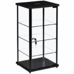 Countertop Glass Showcase Black (Large with Light)