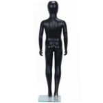 Child Mannequin Unisex Egg Head Matt Black Tall Rear