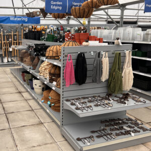 Double Sided Metal Slatwall Gondola Bay Shelving