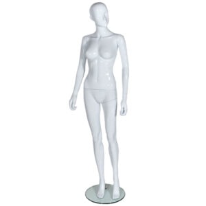 Female Abstract Mannequin Gloss White Pose 1