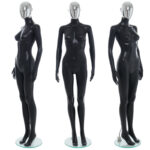 Female Chrome Egg Head Mannequin Matt Black