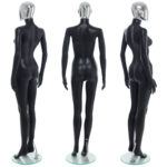 Female Chrome Egg Head Mannequin Matt Black Rear
