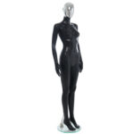 Single Female Chrome Egg Head Mannequin Matt Black