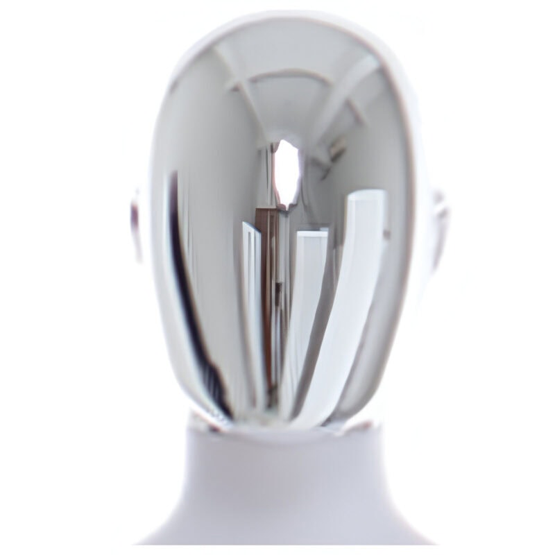 Female Chrome Egg Head Mannequin Matt White Head