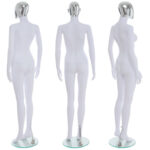 Female Chrome Egg Head Mannequin Matt White Rear
