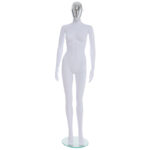 Single Female Chrome Egg Head Mannequin Matt White