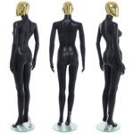 Female Gold Egg Head Mannequin Matt Black Rear