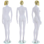 Female Gold Egg Head Mannequin Matt White Rear