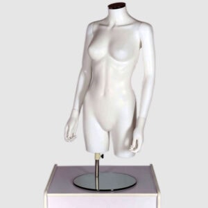 Female Torso Headless Mannequin Matt White With Arms