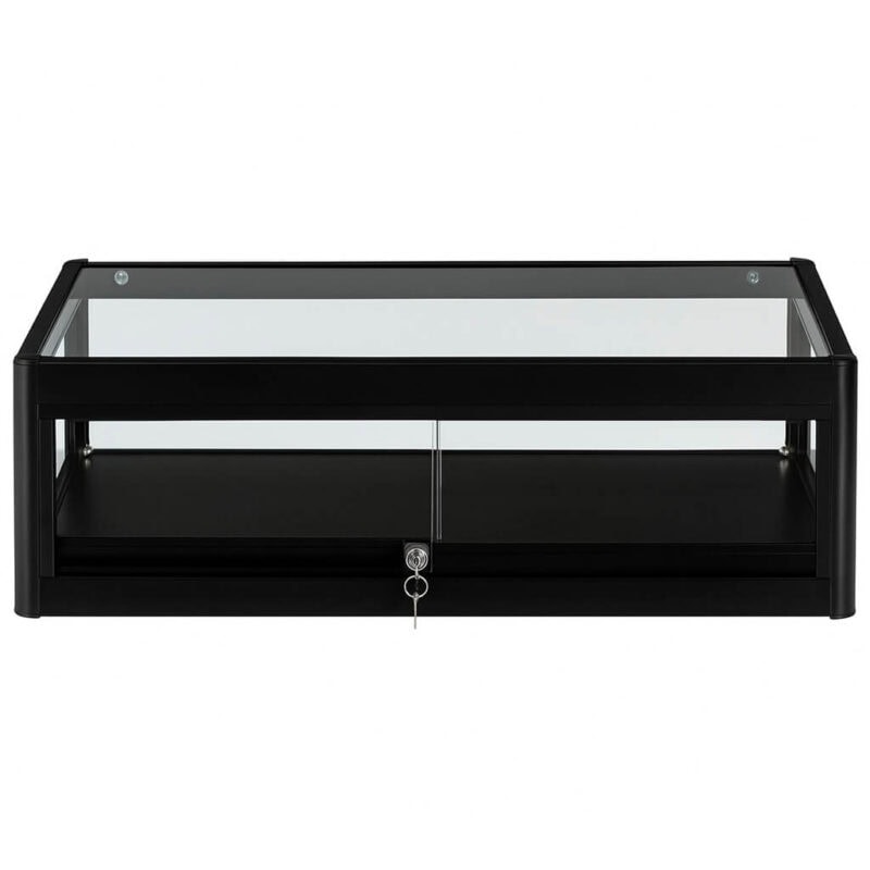 Countertop Glass Showcase Black Front View