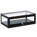 Countertop Glass Showcase Black angled view