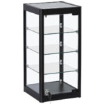 Countertop Glass Showcase Black front view angled view (Large)