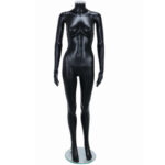 Matt black headless female shop mannequin front view
