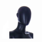 Lady Egg Head Mannequin With Ears Matt Black Head