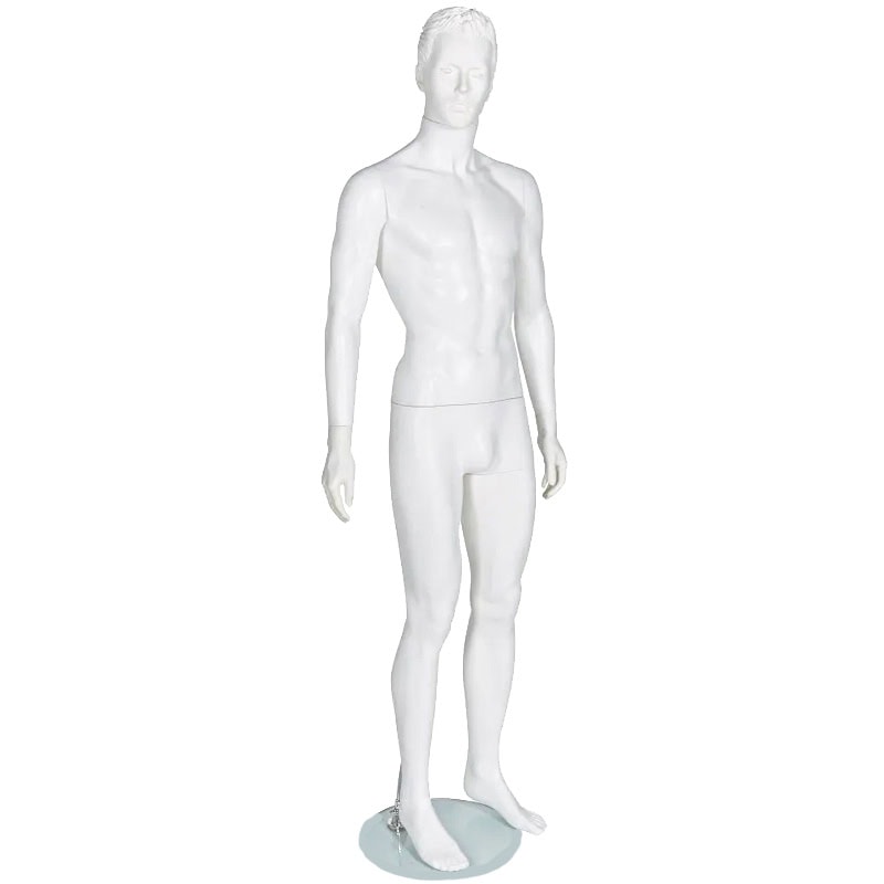 Male Abstract Mannequin Matt White & Moulded Hair - Uni-Shop Male Abstract Mannequin Matt White & Moulded Hair