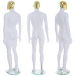 Male Gold Egg Head Mannequin Matt White Rear