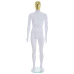 Single Male Gold Egg Head Mannequin Matt White