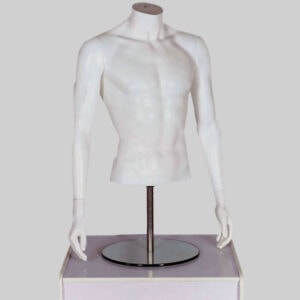 Male Torso Headless Mannequin Matt White With Arms