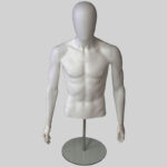 Male Torso Egg Head Mannequin Matt White With Arms