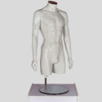 Male Torso Headless Mannequin Gloss White With Arms