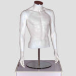Male Torso Headless Mannequin Matt White & Chrome With Arms
