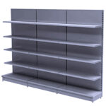 Retail Wall Shelving Unit - Silver Joined Units