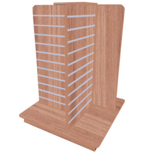 Denver Oak 4 Way Slatwall Gondola Display Island with Aluminium Inserts