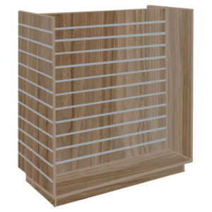 Slatwall H-Shaped Gondola in Light Walnut Finish with Aluminium Inserts