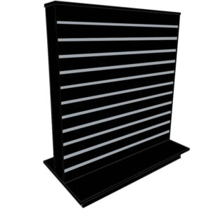 Slimline Slatwall Display Gondola in a Black Finish with Aluminium Inserts
