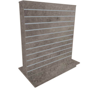 Slimline Slatwall Display Gondola in a Concrete Finish with Aluminium Inserts