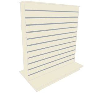 Slimline Slatwall Display Gondola in a Coral Finish with Aluminium Inserts