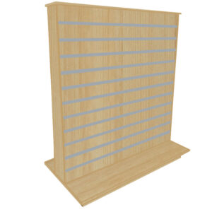 Slimline Slatwall Display Gondola in an Irish Maple Finish with Aluminium Inserts