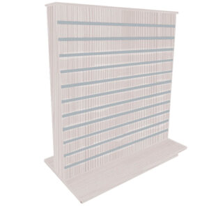 Slimline Slatwall Display Gondola in a Pino Beige Finish with Aluminium Inserts