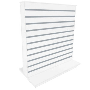 Slimline Slatwall Display Gondola in a White with Aluminium Inserts