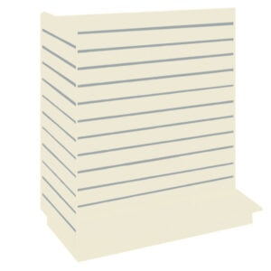 T-Shaped Slatwall Gondola Display in Coral finish with Light Grey PVC Inserts