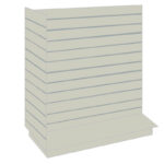 T-Shaped Slatwall Gondola Display in a Grey finish with Light Grey PVC Inserts