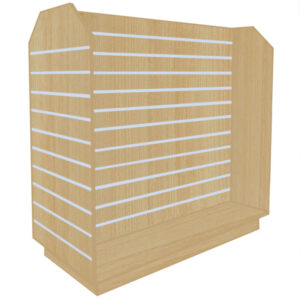 Slatwall Tombstone H-Shaped Gondola in Irish Maple with Aluminium Inserts