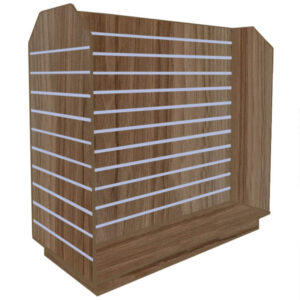 Slatwall Tombstone H-Shaped Gondola in Light Walnut with Aluminium Inserts