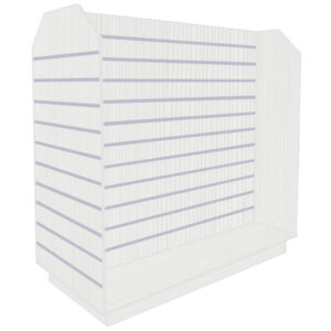 Slatwall Tombstone H-Shaped Gondola in Pino White with Aluminium Inserts