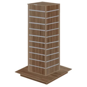 Light Walnut Slatwall Gondola Tower with Aluminium Inserts
