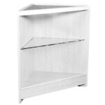 Triangular Corner Unit with Glass Top White